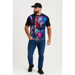 Camisa UV Personalizada IA - Leão Robô