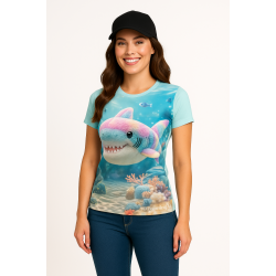 Camisa UV Personalizada IA - Tubarão Fofinho