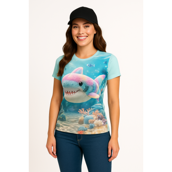 Camisa UV Personalizada IA - Tubarão Fofinho