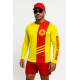 6008 CAMISA MANGA LONGA PROTEÇÃO UV 50+ AMARELA COM FAIXA VERMELHA