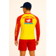 6008 CAMISA MANGA LONGA PROTEÇÃO UV 50+ AMARELA COM FAIXA VERMELHA