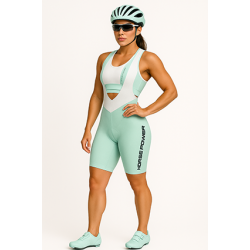 Bretelle Ciclismo Feminino Verde água  Modelo 01